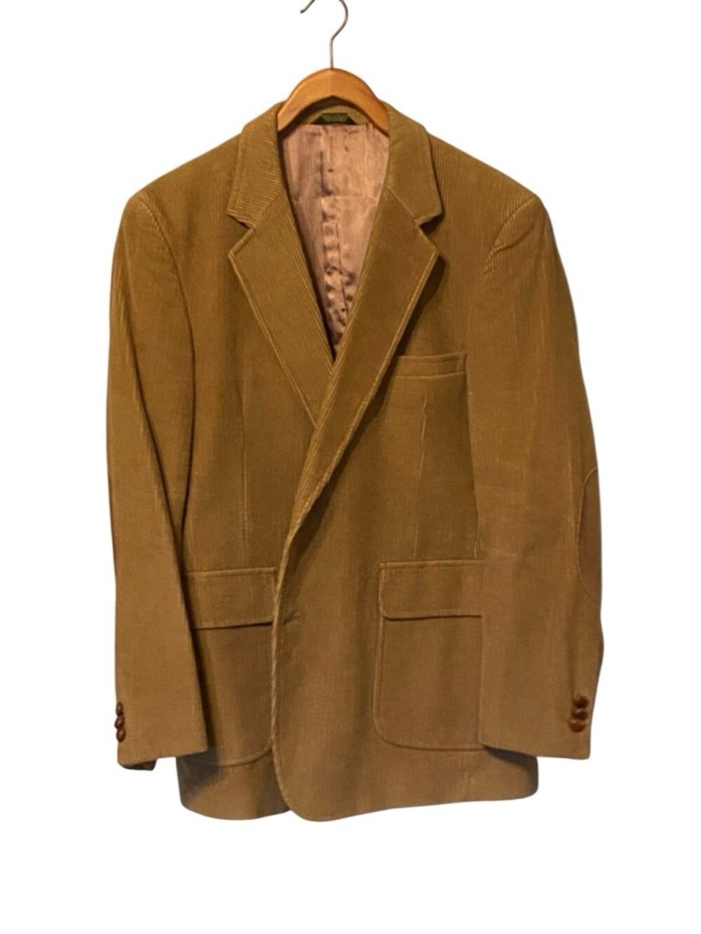 Garrison Park 46R Vintage Tan Brown Corduroy Blazer Elbow Patches Sport Coat